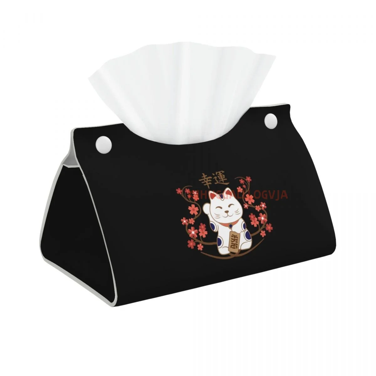 ญี่ปุ่น-Lucky-Cat กล่องกระดาษทิชชูหน้าสี่เหลี่ยมผืนผ้า 1908 สีชมพูสีเขียว PU หนังผู้ถือกล่องกระดาษทิชชู