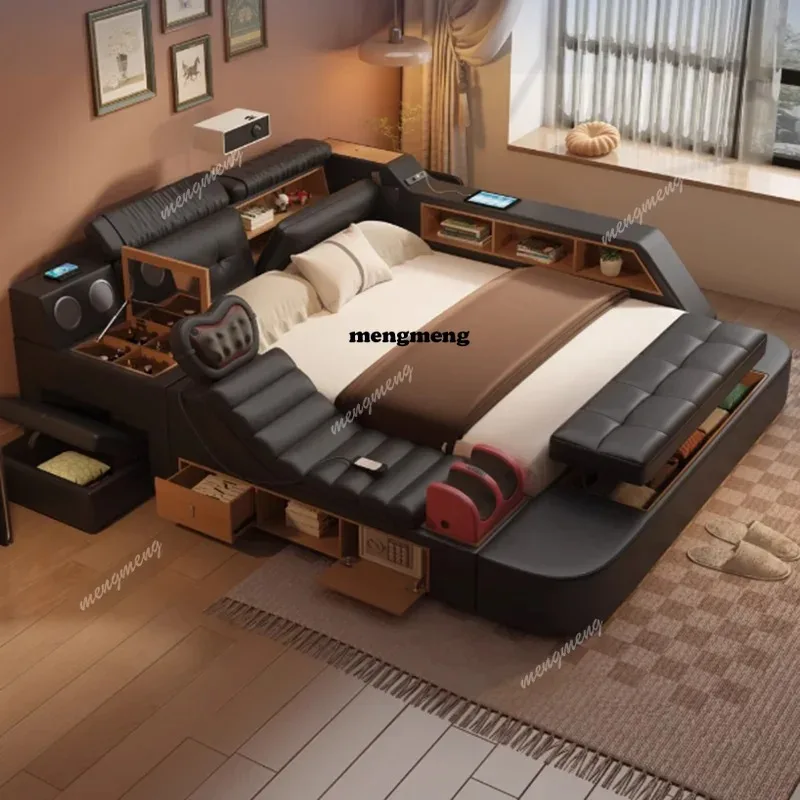 

Modern Aesthetic Bed Massager Luxury Electronic Queen Smart Bed Multifunctional Lounge Camas De Casal Bedroom