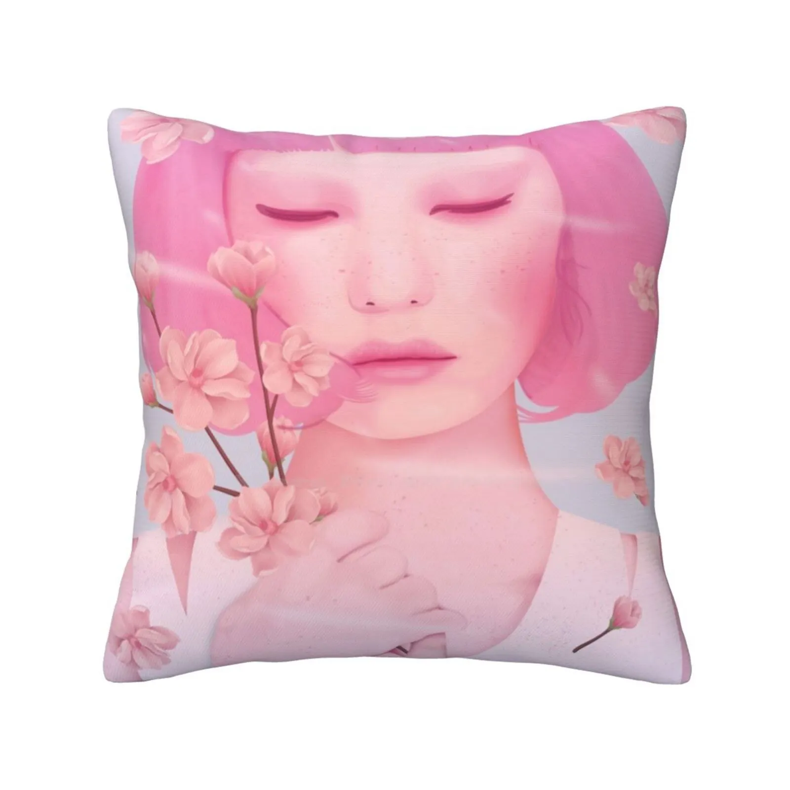 Pastels Pillowslip Pillowcase Pastel Lady Woman Pretty Face Orchids Surreal Feels Emotions Pink Peach Spring Cool Vector