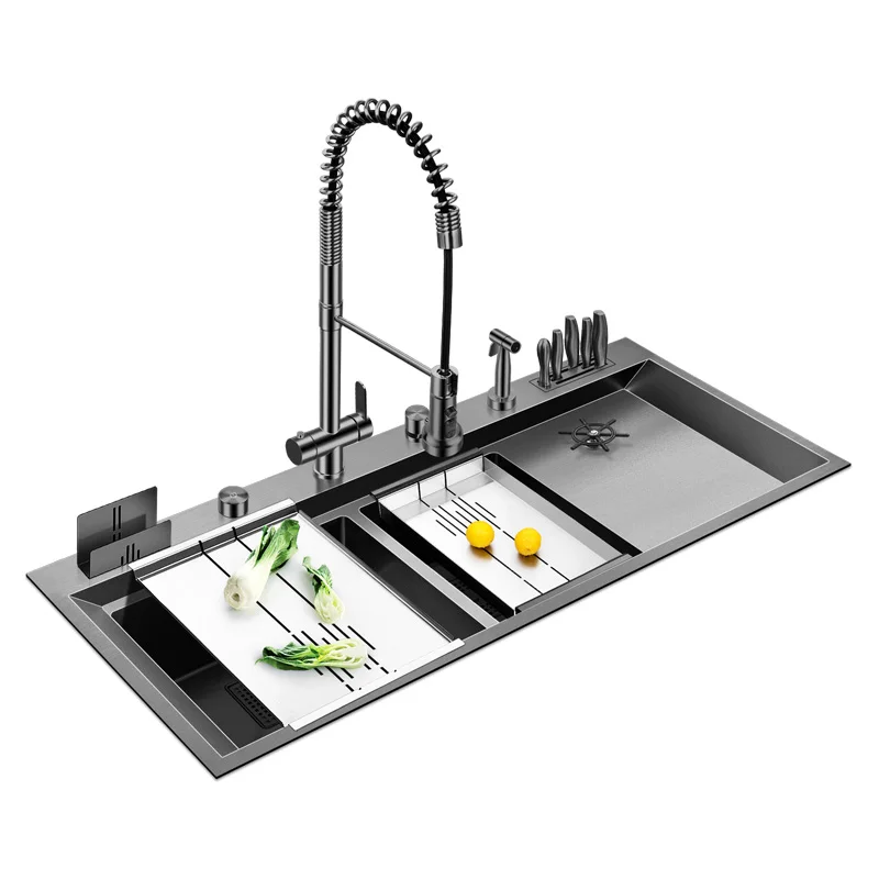 

304 Stainless Steel Kitchen Double Sink, Nano Easy To Clean Surface, Large Size: 1200x500x220mm, ASRAS 12050NX