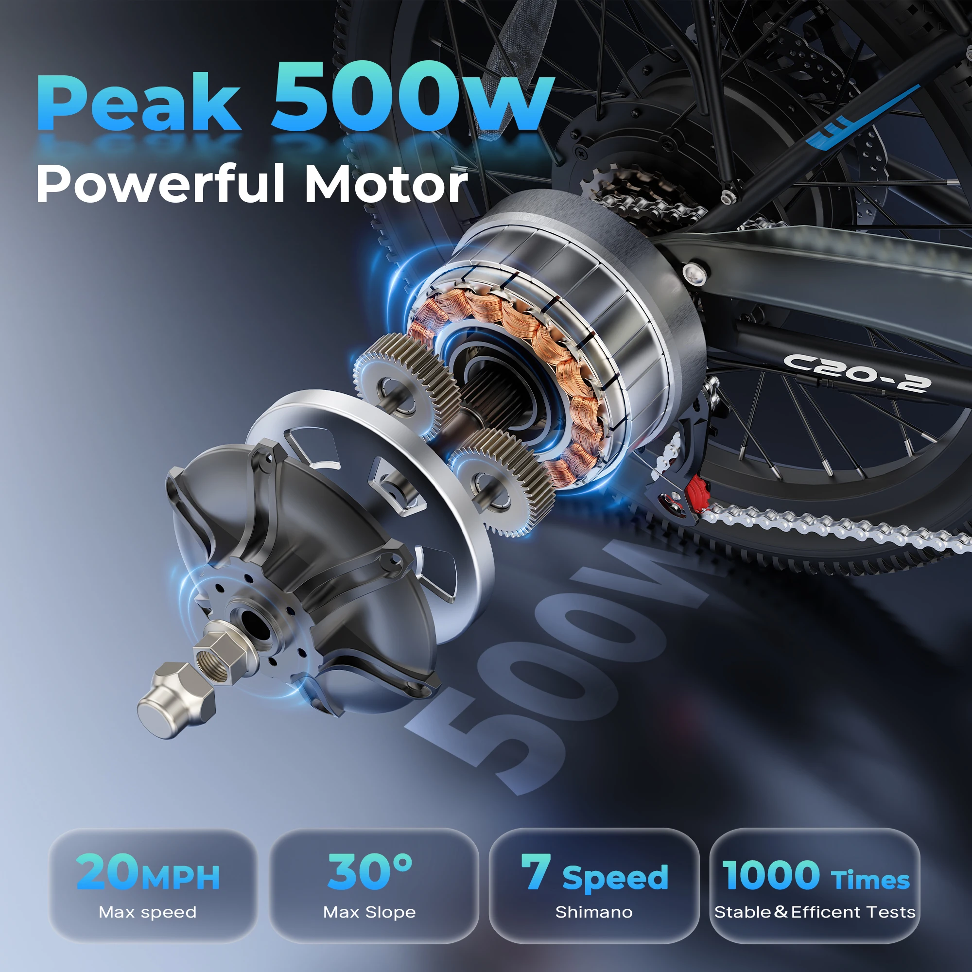 دراجة كهربائية Varun C20-2 للبالغين، طاقة ذروة 500 وات، بطارية 36 فولت 7.8 أمبير في الساعة، دراجة إلكترونية للمدينة مقاس 20 بوصة، 20 ميجابكسل في الساعة، دراجة كهربائية UL2849، ضمان لمدة سنة واحدة #3