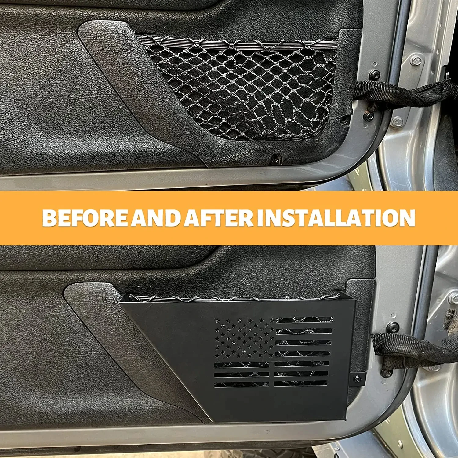 2pcs Metal Front Rear  Door Storage Box, Door Side Insert Organizer Box Pockets Suitable for 2007-2018 Wrangler JK 2/4 Door