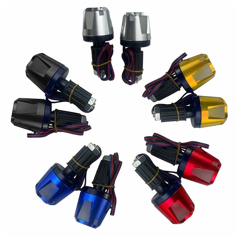 Motorcycle Grip End Cap Handlebar End Plugs with LED Light Shock Absorbing Rubber Layer For Smooth And Quiet Rides H8WE