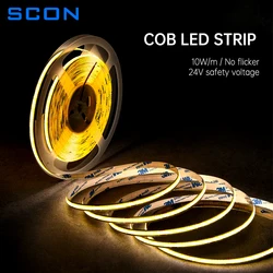 SCON COB LED Strip Light Ceiling Wall Decoration Flexible Rope COB LED Strip Lights 336 LEDs/m DC24V 2pin Wire Cut Short Freely