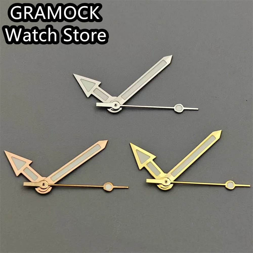 

GRAMOCK зеленые светящиеся стрелки, серебро, розовое золото, золотые иглы для часов NH34 NH35 NH36 NH38 ETA2824 PT5000, указатели часов