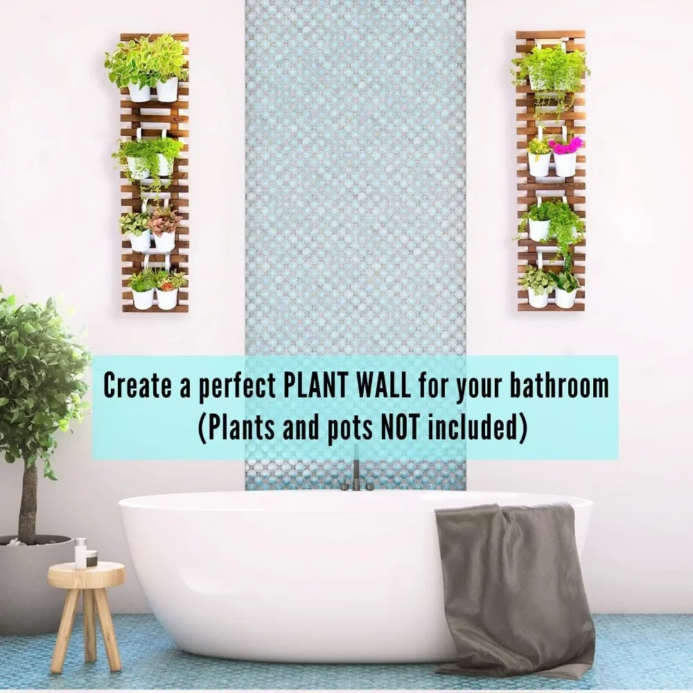 Wall Planter - 2 Pack, Wooden Hanging Large Planters for Indoor Outdoor Plants, Live Vertical Garden