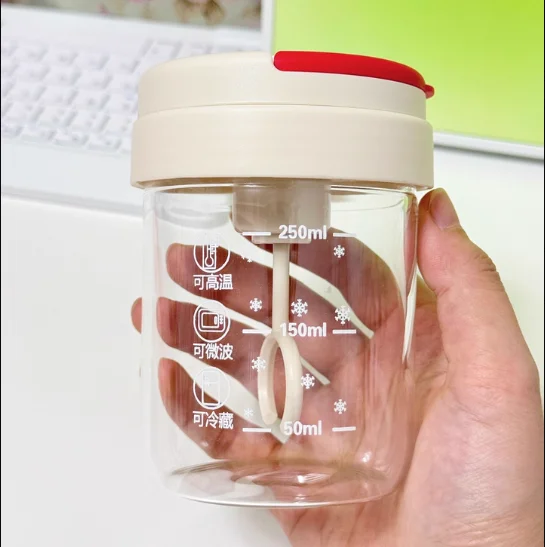 300ml Electric Self-Stirring Glass Cup Portable Coffee, Milk Powder, Milkshake, Protein Shaker, Leak-Proof Travel Mug