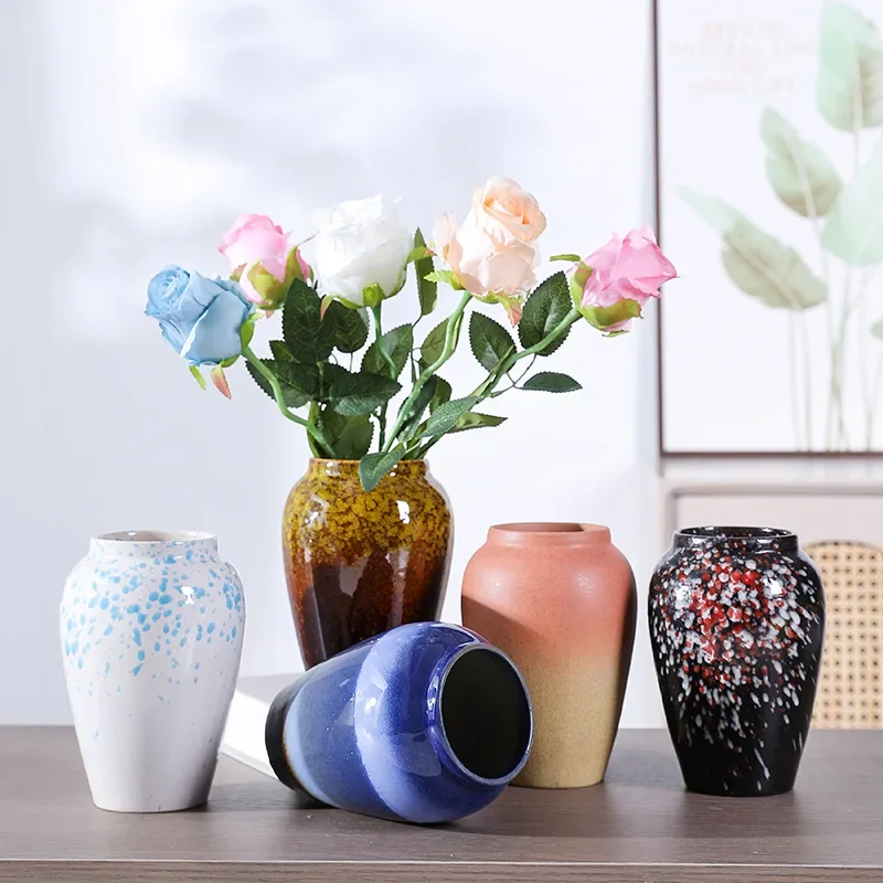 vase ornament, living room flower arrangement, dried flowers, modern simple and creative retro hydroponic flower utensils