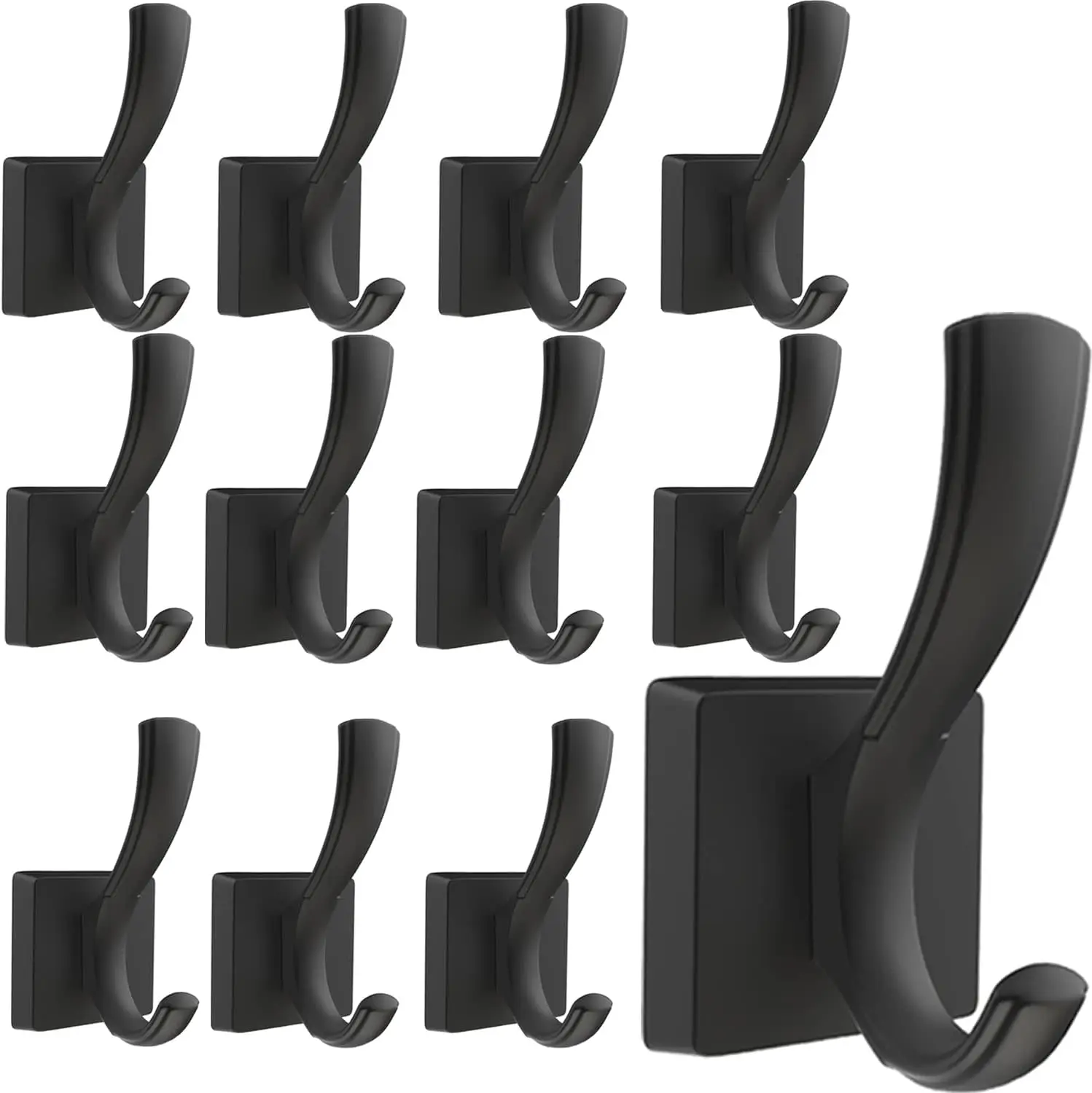

Heavy Duty Black Wall Hooks for Coats Towels Robes, 12 Pack Bathroom Entryway Mudroom Hanging Solution