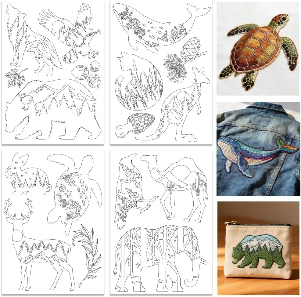 Water Soluble Embroidery Patterns Stabilizers - Pre-Printed 