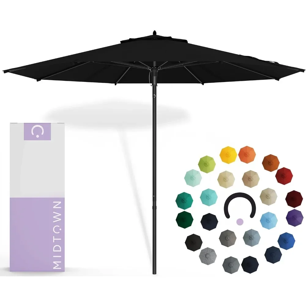 Push Pop Sunbrella Umbrella, 9 Feet Outdoor Umbrella in Black Fabric, Patio Umbrella, Backyard Umbrella