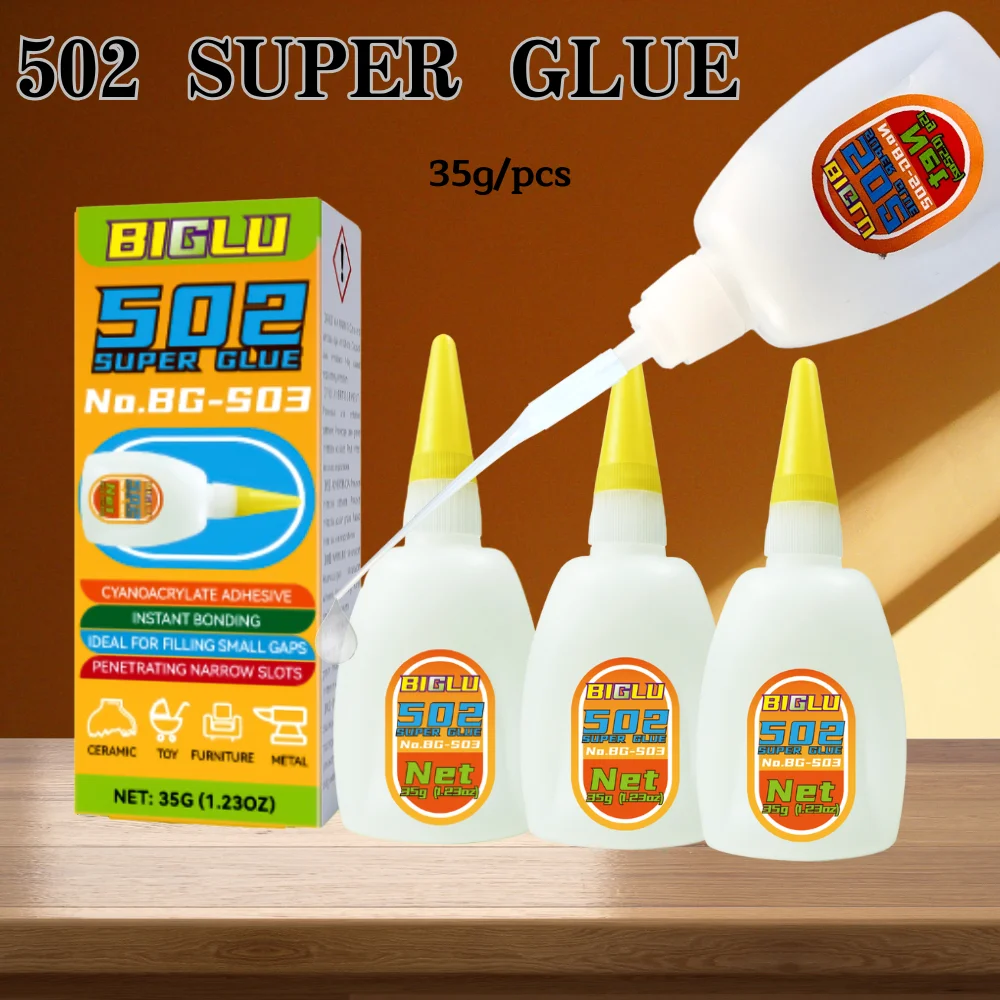 BIGLU 502 502 Super Glue Multi-Function Glue Genuine Cyanoacrylate Adhesive Strong Bond Fast For Office Tools 35G