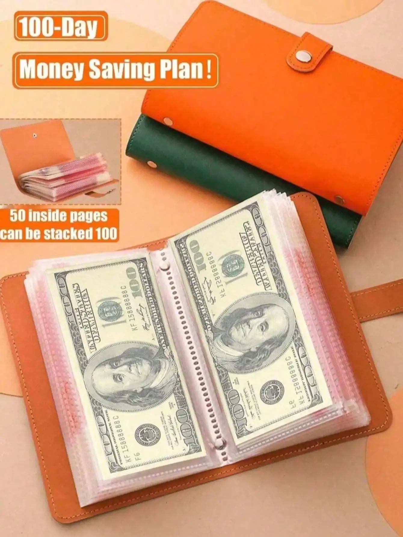 

100 Capacity Cash Storage Notebook, With Photo Slots For Bills & Stamps, Wallets For Women, Back To School Essential, Cruise Essentials, Travel