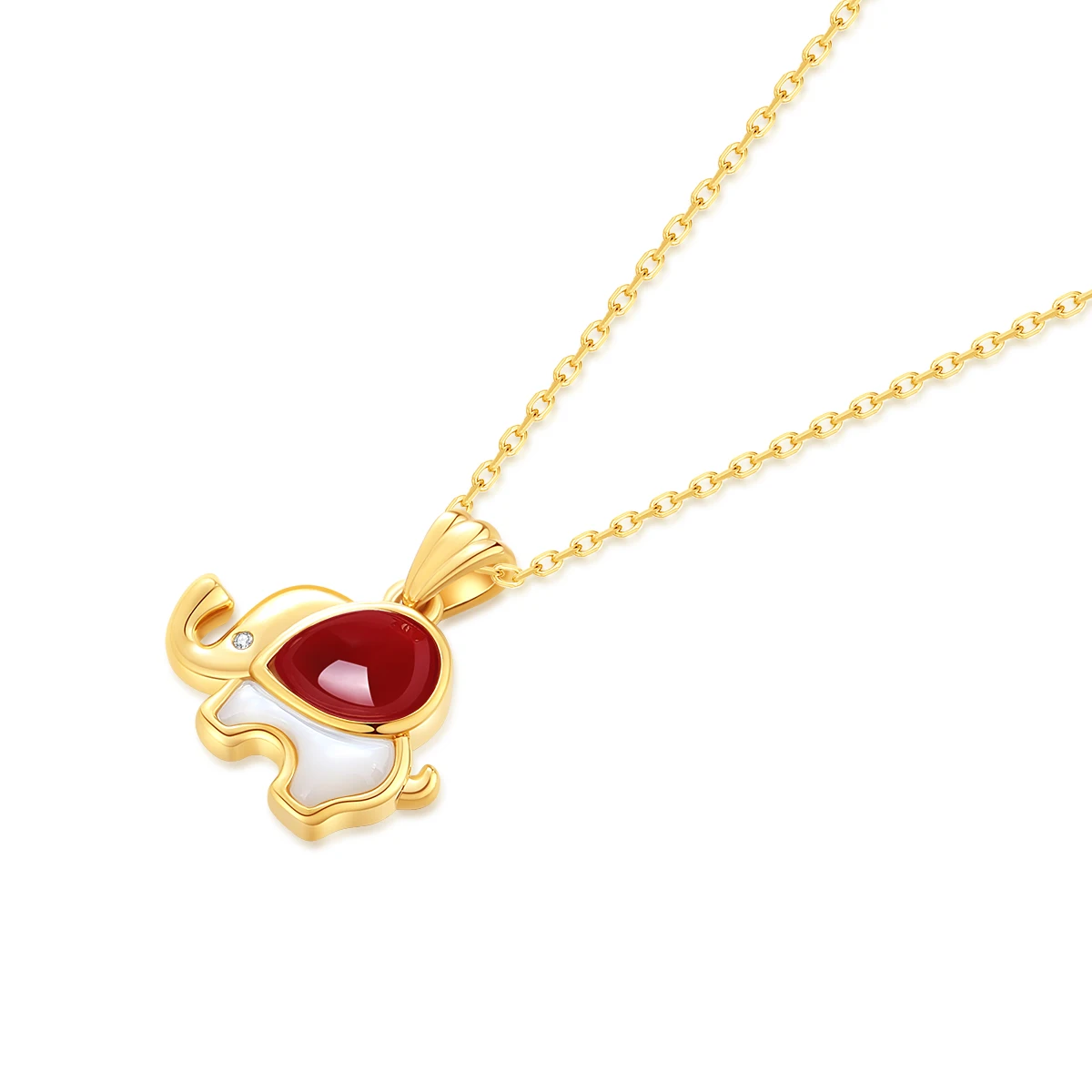 Niche Design Natural Red Agate Pendant 18K Genuine Gold Elephant Necklace Exquisite Jewelry for Women Anniversary Gift