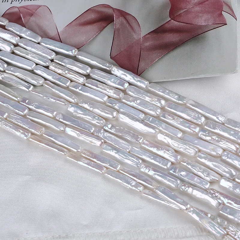 

Wholesale 5-6mm natural freshwater white irregular shape rectangular pearls strand