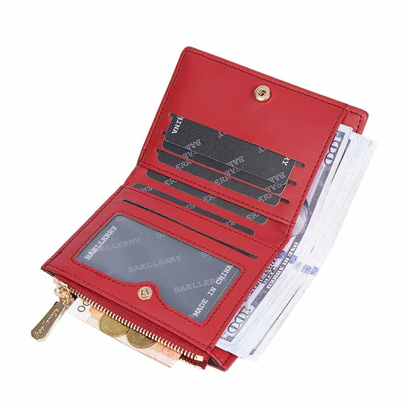 

2025 Women Short Pu Leather Wallets Thin Female Credit Card Holder Small Money Large Capacity Purses Zipper Hasp Coin Wallet