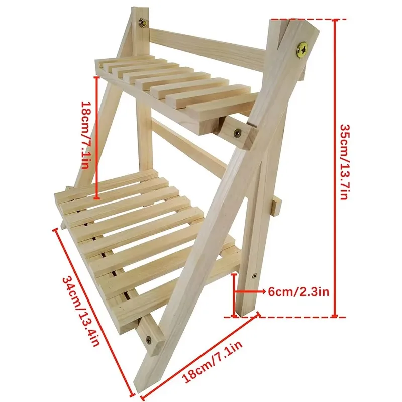Faltbares Holz-Doppelschicht-Trapezleiterregal Werkstatt-Aufbewahrungsregal Abnehmbares Regal Einfach zu montieren Tragbar