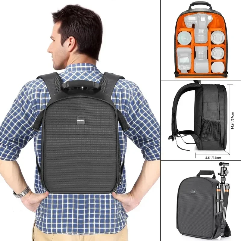 Camera Backpack Bag for photographers with Waterproof Shockproof Partition Small Camera Insert Case for DSLR Camera