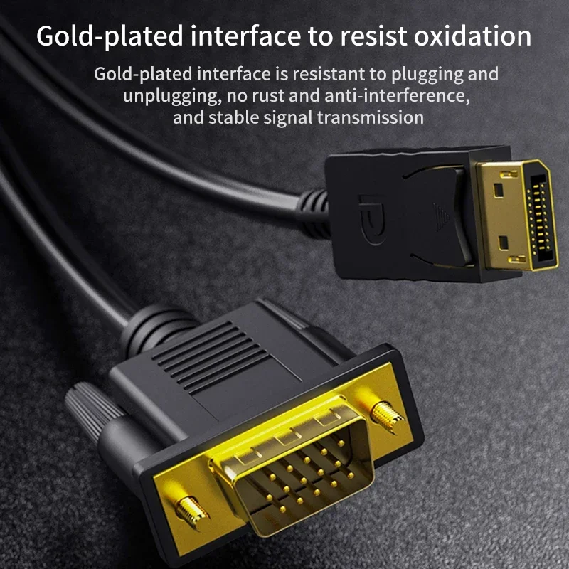 1080P Displayport to VGA Adapter Cable DP to VGA Male to Male Converter Cable For HDTV Monitor Projector PC Computer Laptop