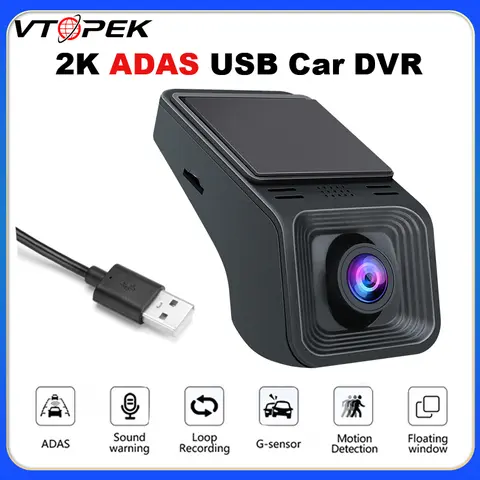 Vtopek 2K ADAS USB Car DVR HD Driving Recorder For Android Multimedia Radio Player Head Unit Dash Camera ADAS Recorder G-Shock