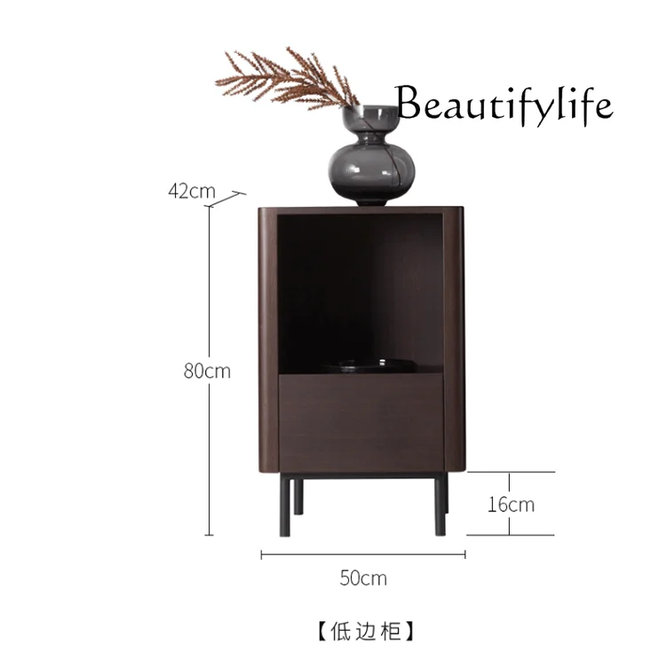 

Italian Minimalist Oak Living Room High and Low Combination Storage Side Cabinet Minimalist Designer Wall Wine Cabinet