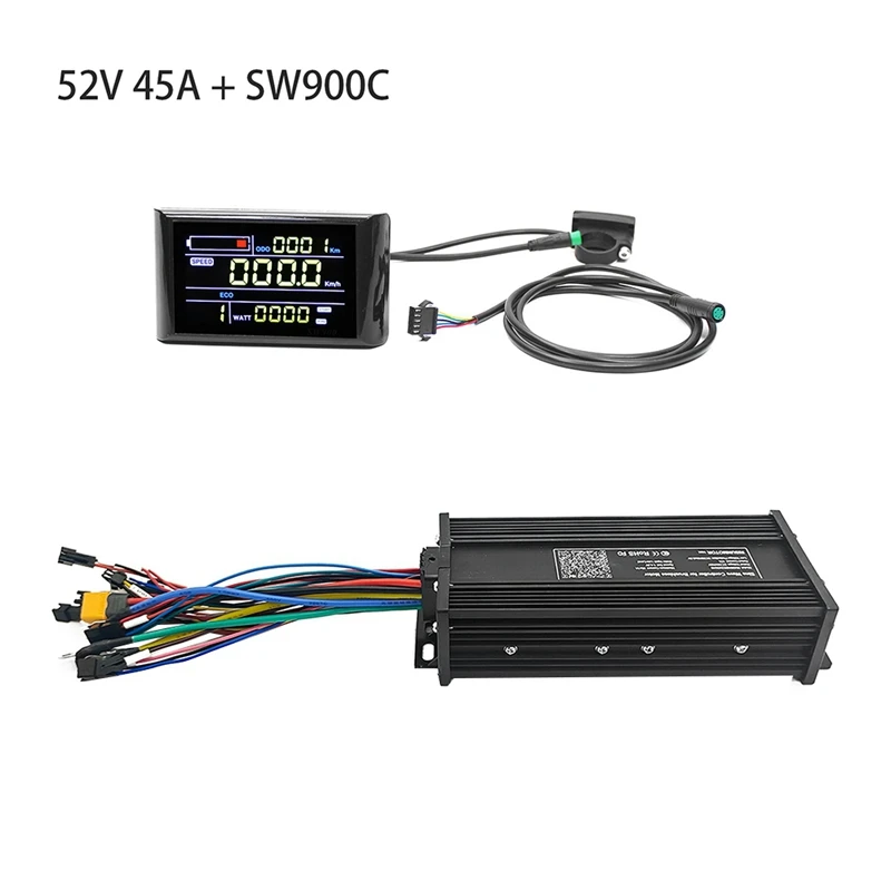 Electric Bicycle 36V 48V 52V 45A Sine Wave Ebike Controller With Colorful LCD Display