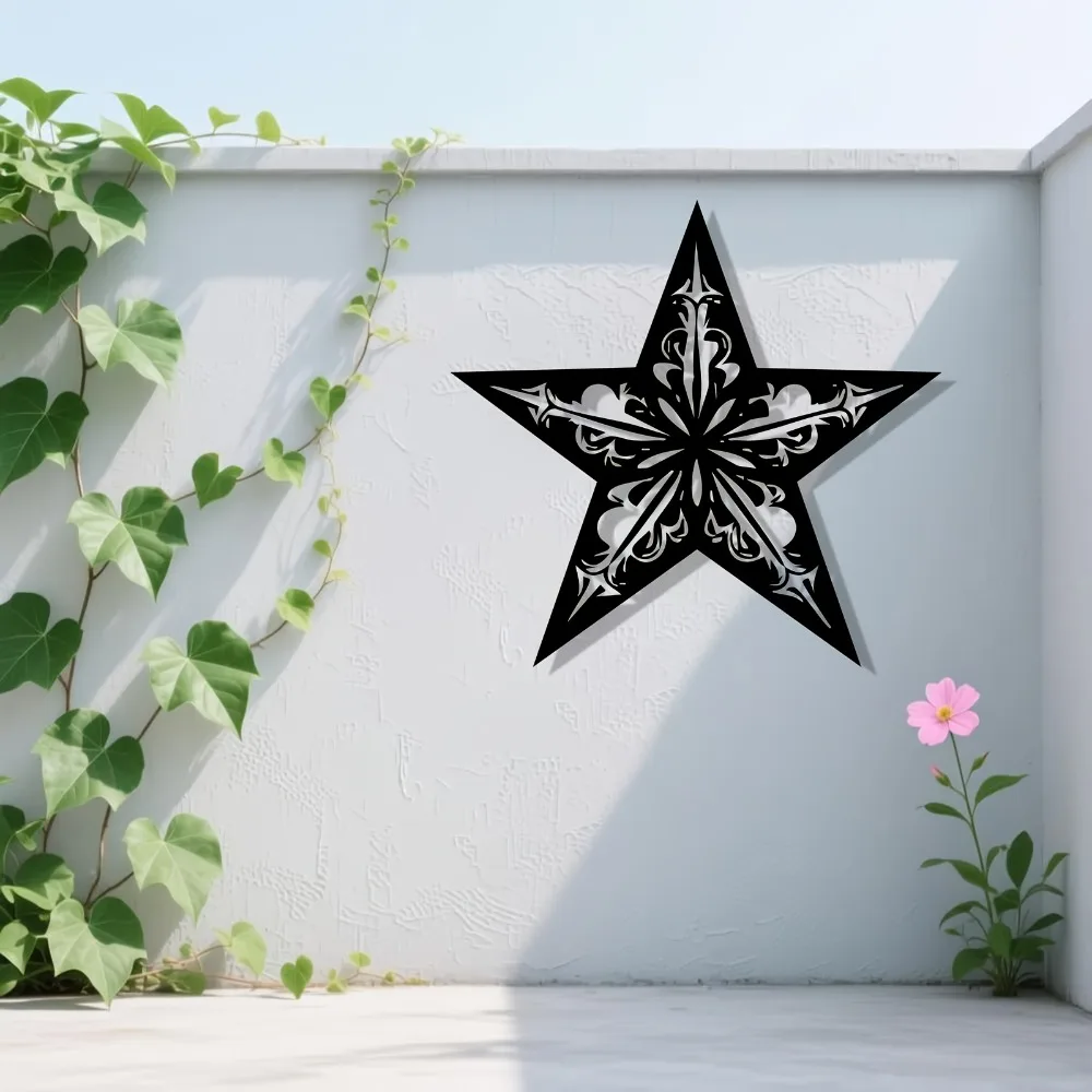 Star Metal Wall Art Rustproof Iron Sculpture Indoor Outdoor Home Fence Wall Hanging Decor Gift