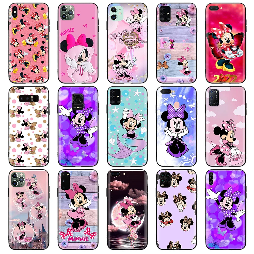 Black Case for Motorola Moto G100 G42 G71 G22 G30 G40 G41 G50 G51 G52 G60 G10 G20 G60S G 5G Plus Power Cover Z-34 Minnie Mouse