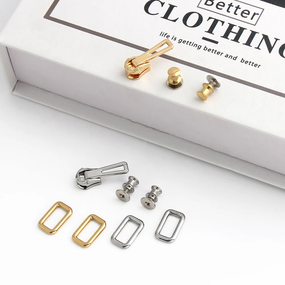 1/4/10Sets New Style Stainless Steel Metal Rectangle Eyelets Lock For Purse Handbags Bags Hanger Sole Plate Lock Accessories
