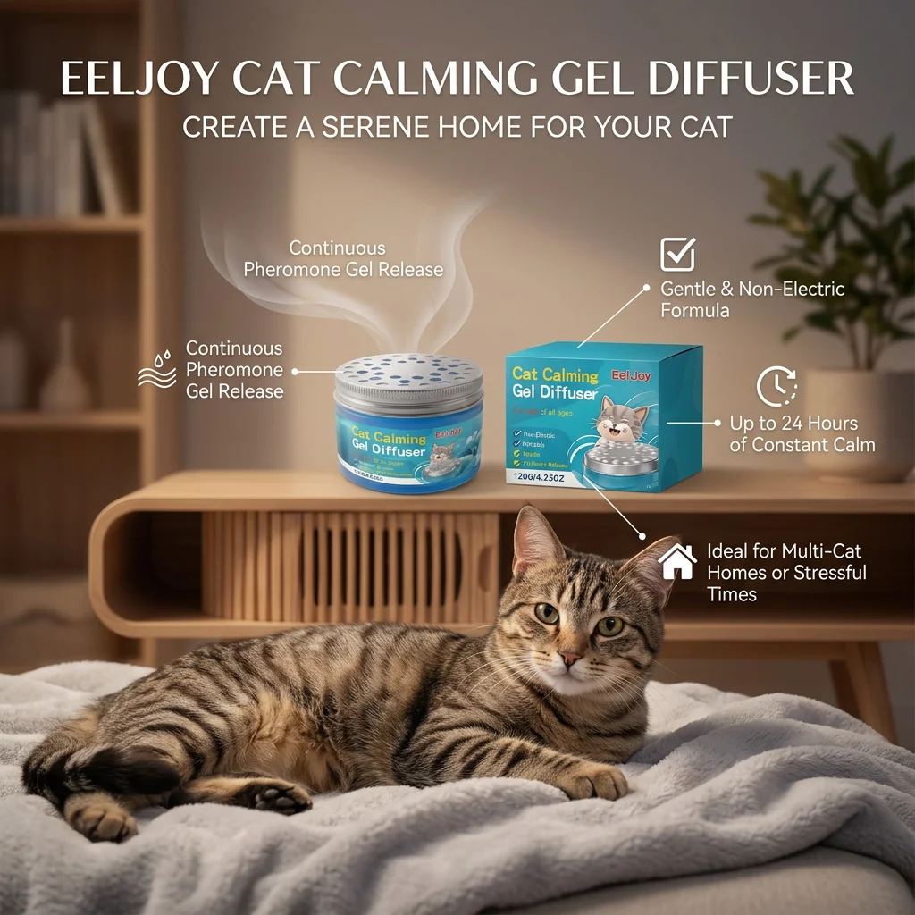 Cat Calming Gel Diffuser Relieve Stress & Anxiety Soothe Emotions Adapt New Environment 24‑hour Continuous Release Cat Calm Gel
