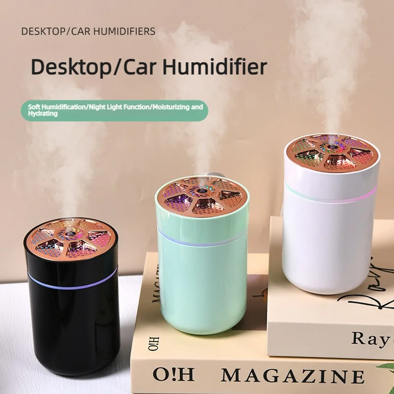 New Small Portable Quiet Usb Mist Humidifier Large Mist Volume With Colorful Led Ambient Light For Car Home Desktop Indoor Use