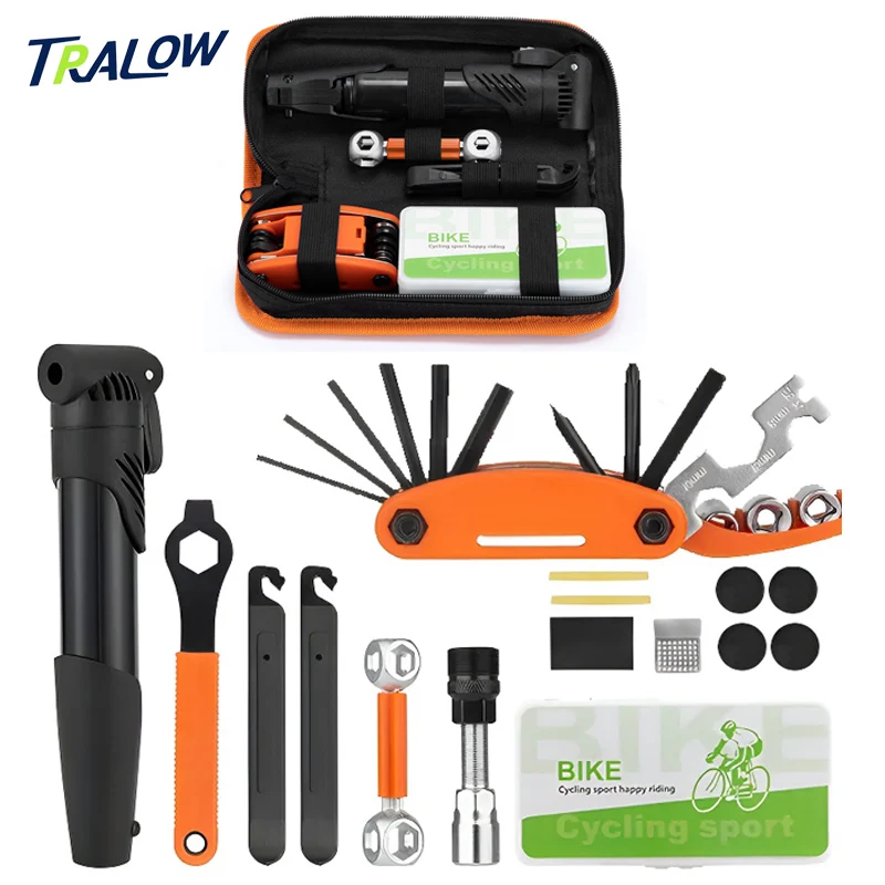 

TRALOW Bicycle Tire Repair Tool Kit Inner Tube Tire Lever Rubber Free Repair Parts Portable Bag For Road And Mountain Bikes