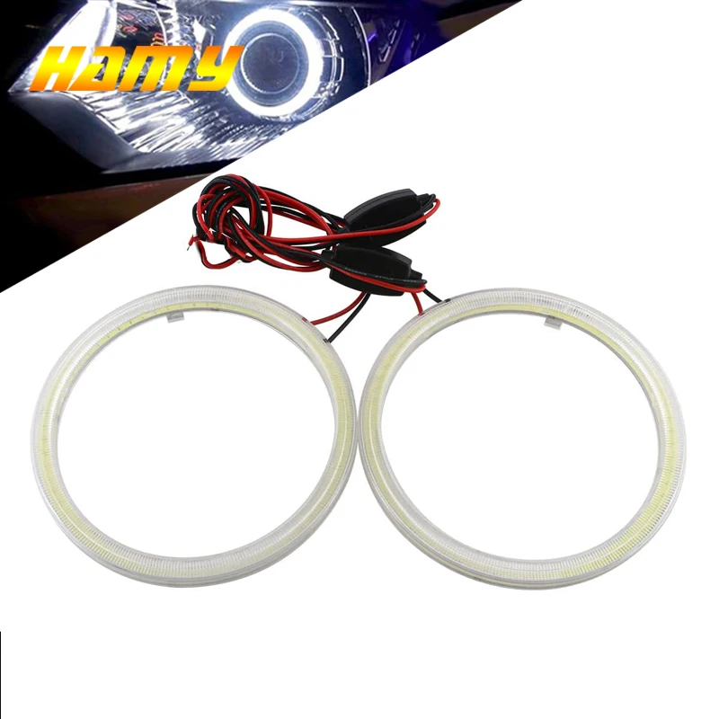 2 PCS Car LED Halo Ring Angel Eyes LED Fog Lights COB 12V 24V 7000K White 60mm 70mm 80mm Headlight DRL Circle Styling Bulbs