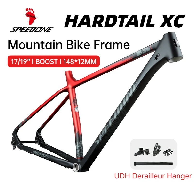 SPEEDONE XC Mountainbike-Rahmen 12x148mm BOOST Aluminiumlegierung Scheibenbremse UDH Cross-Country Mountainbike-Rahmen Maßgefertigt