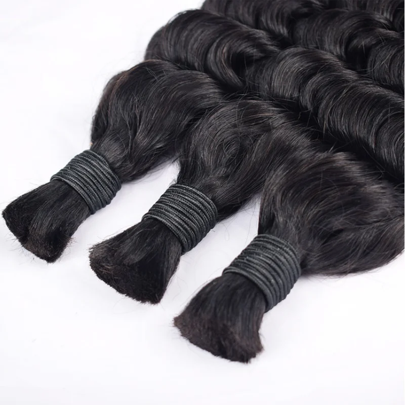 فضفاض موجة عميقة عذراء الشعر البشري الطبيعي لضفائر بوهو 14-24 بوصة 100 جرام البوهيمي الشعر البشري لتضفير وصلات شعر