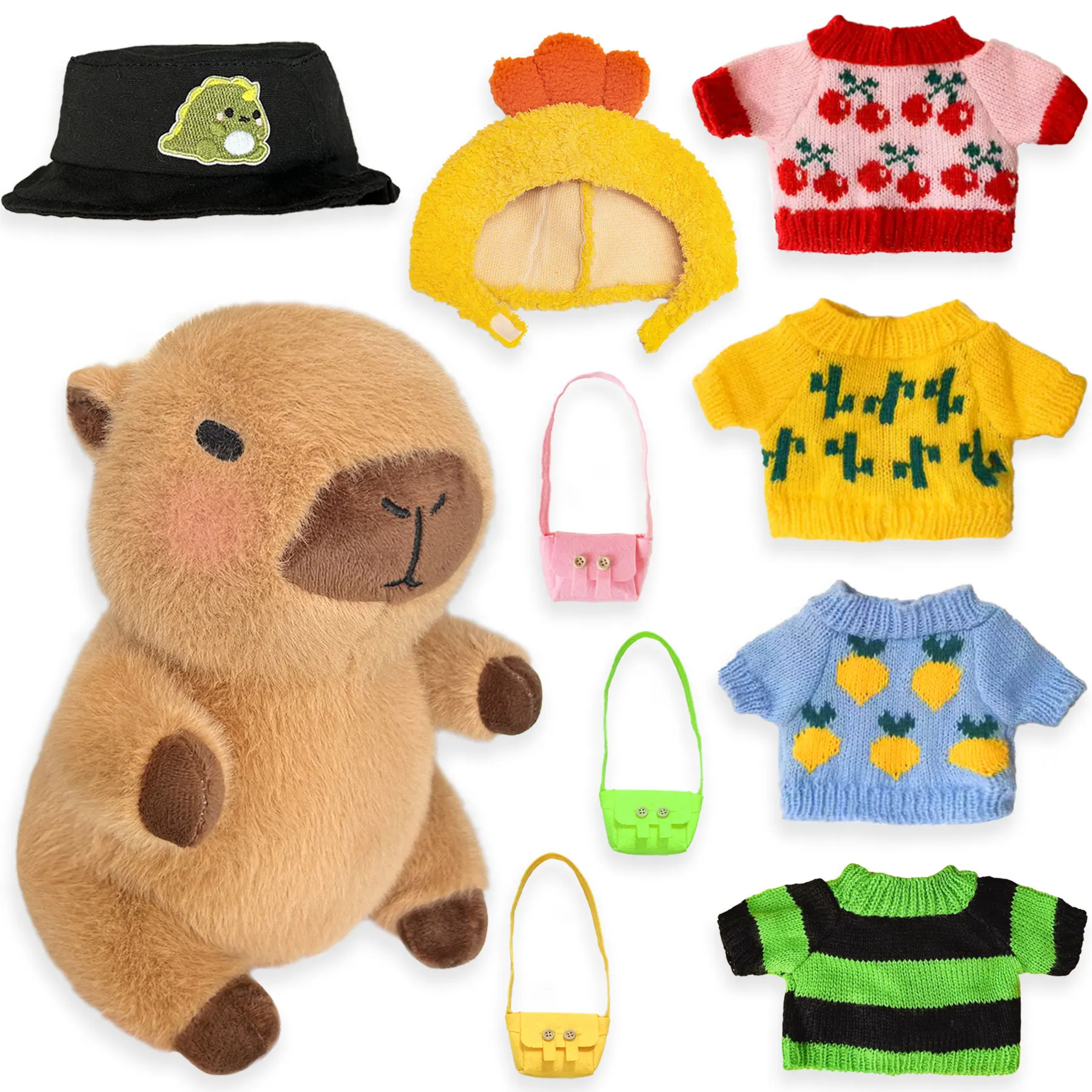 

Cute Capybara Plush Toy with 9 Outfits – 26cm Soft Stuffed Animal Doll