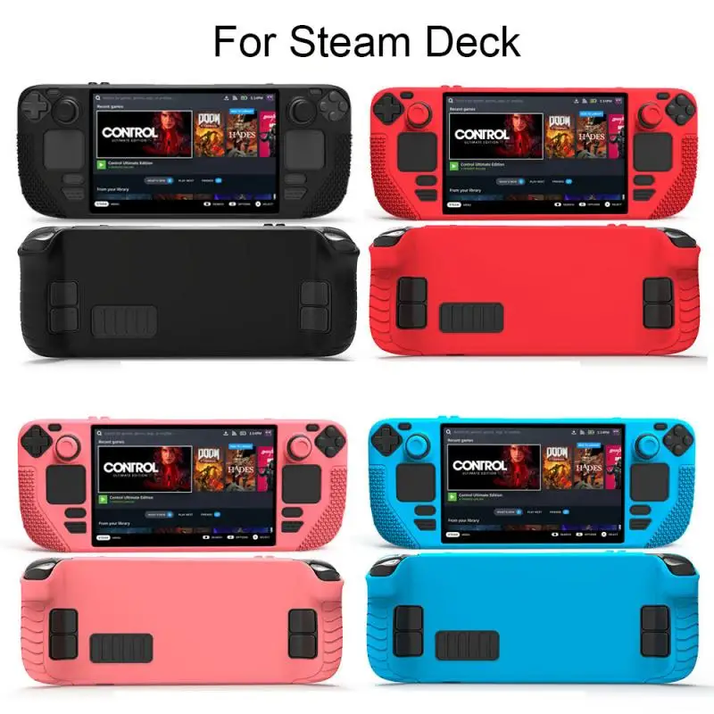 Soft Silicone Protective Case for Steam Deck Cover Shell Silicone Shockproof Anti-drop Shock Proof Frame with 2 Rocker Caps