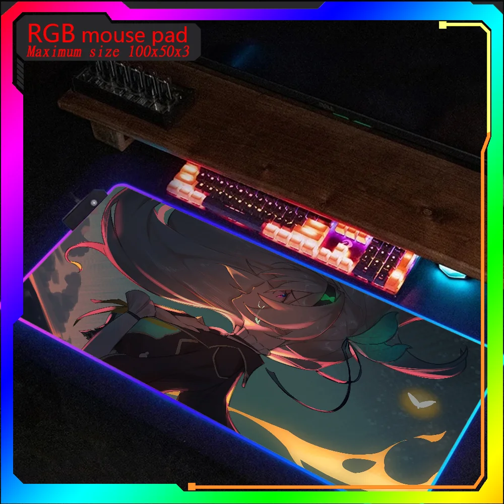 Hot selling items Honkai Star Rail Firefly Rgb Mouse Pad Xxl Steelseries Laptop Mat Gaming Backlit Keyboard Deskpad Mause pad