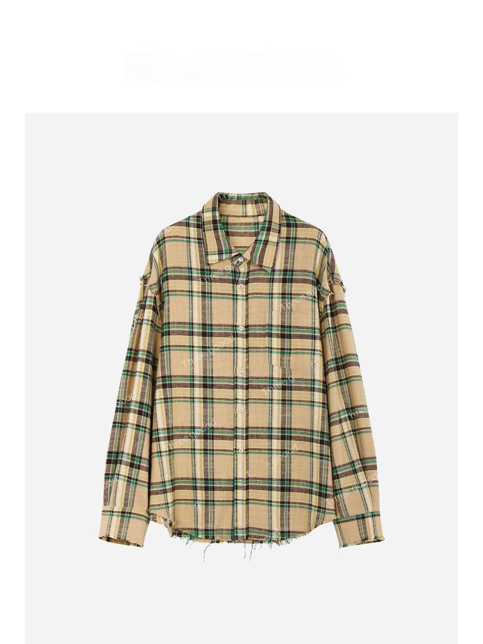 

Tee Goood Retro Lazy Sle Pure Cotton Plaid irt Worn Personali Women's Casual Loose Fit Long Sve Breathable