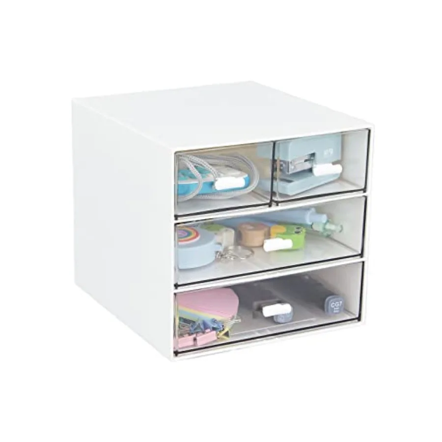 

Desk Organizer with 4 Drawers, Clear, Desktop Organization for Office Supplies, Gel Pens, Pencils, Markers, Tape, Erasers, Pape