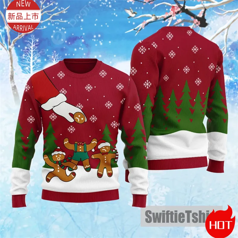 3D Cookie Gingerbread Print Sweater, Gingerbread Sweatshirt, Cookie Ugly Christmas Sweater Women Mens Funny Christmas Shirts