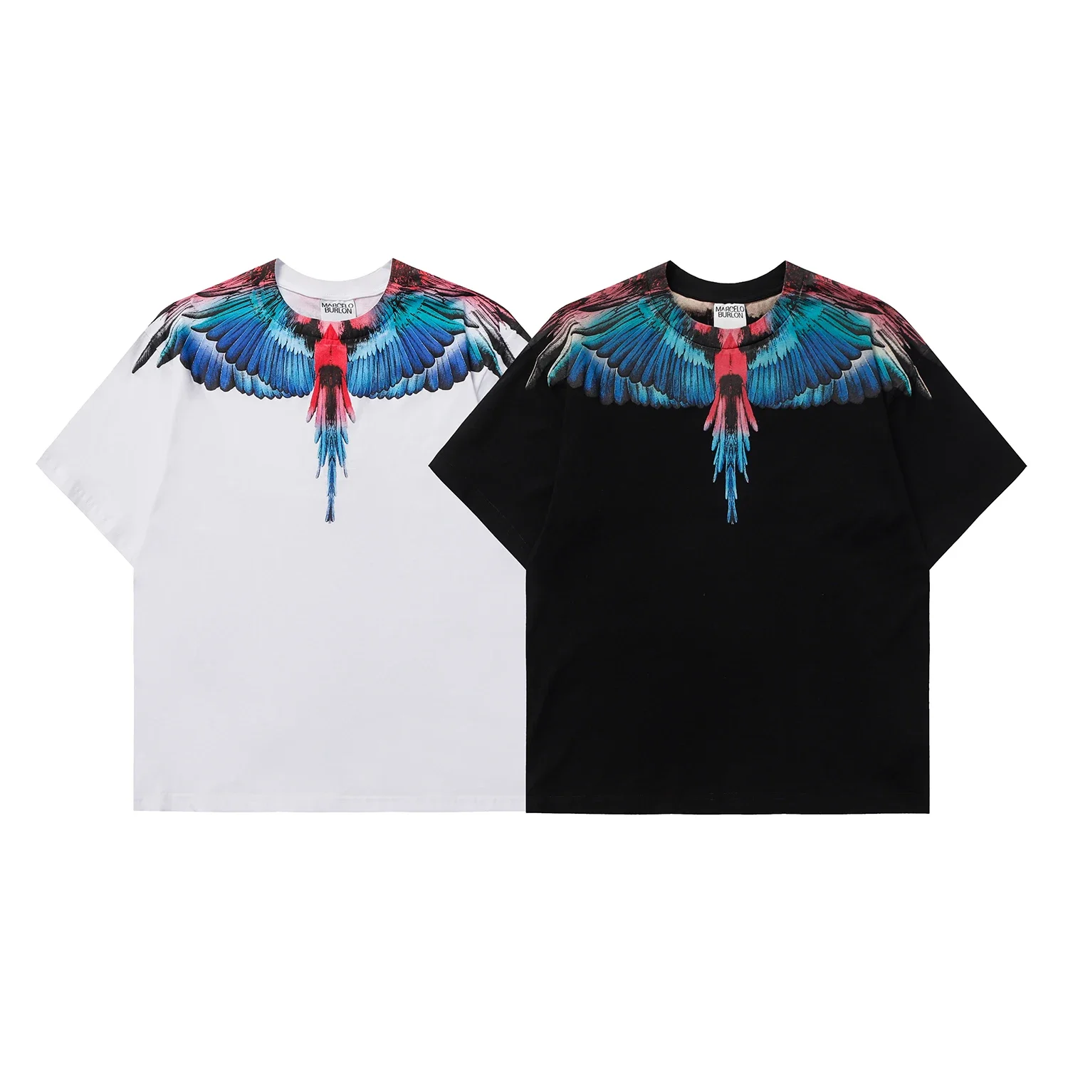 الأصلي الرجال النساء التجفيف السريع تي شيرت MARCELO BURLON MB العلامة التجارية أجنحة طباعة تي شيرت الرياضة عادية Y2K الشارع قصيرة الأكمام