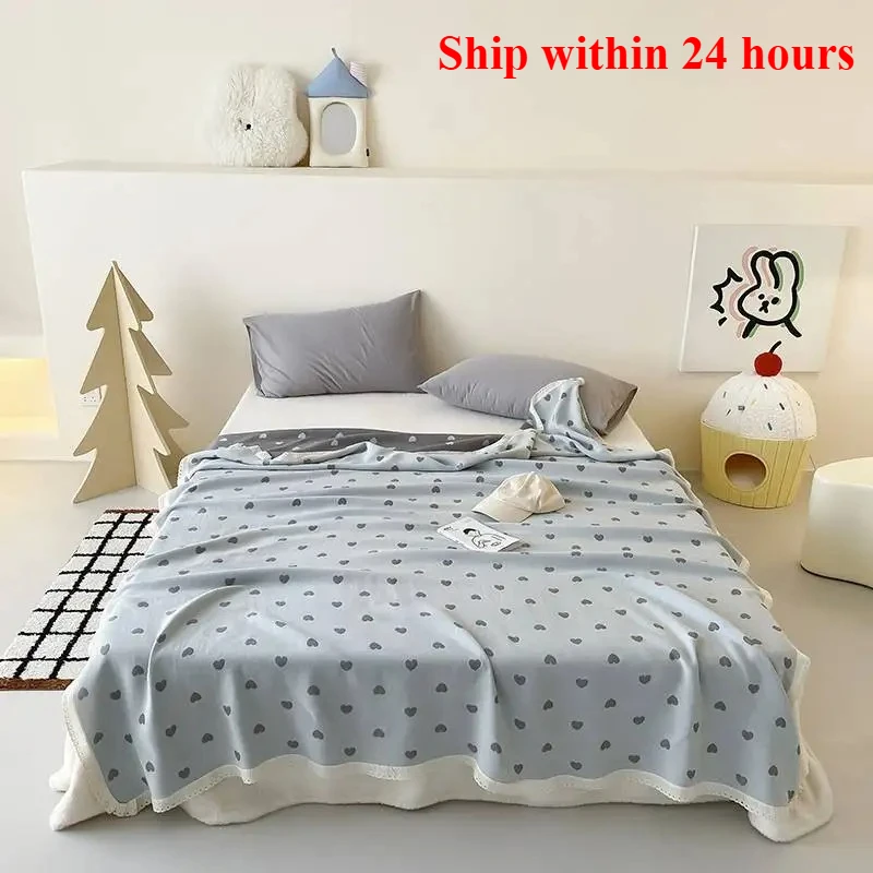

2025 popular lace tencel cotton colored woven jacquard cold blanket 150x200cm blanket silky and cool