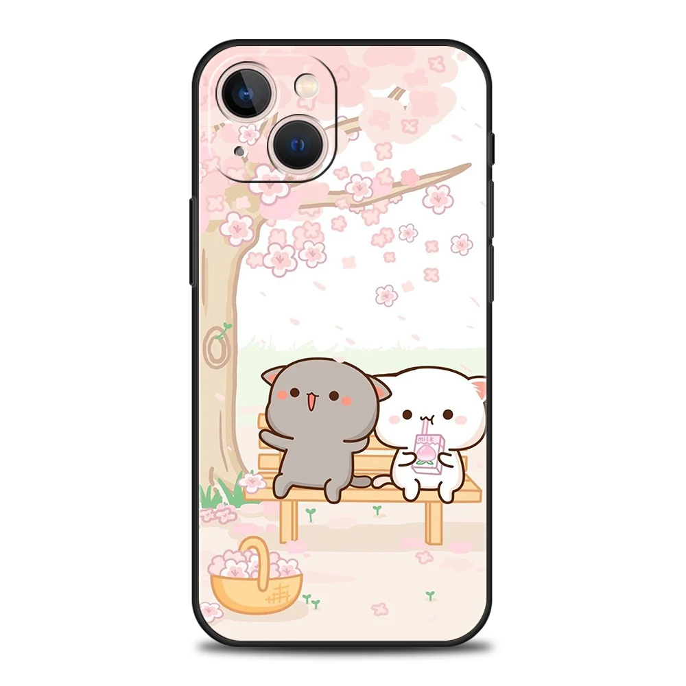 Peach And Goma Cat Phone Case Cover for iPhone 16 15 14 13 12 Pro Max XR XS 11 7 8 Plus Shockproof  Silicone Fundas Shell Capas