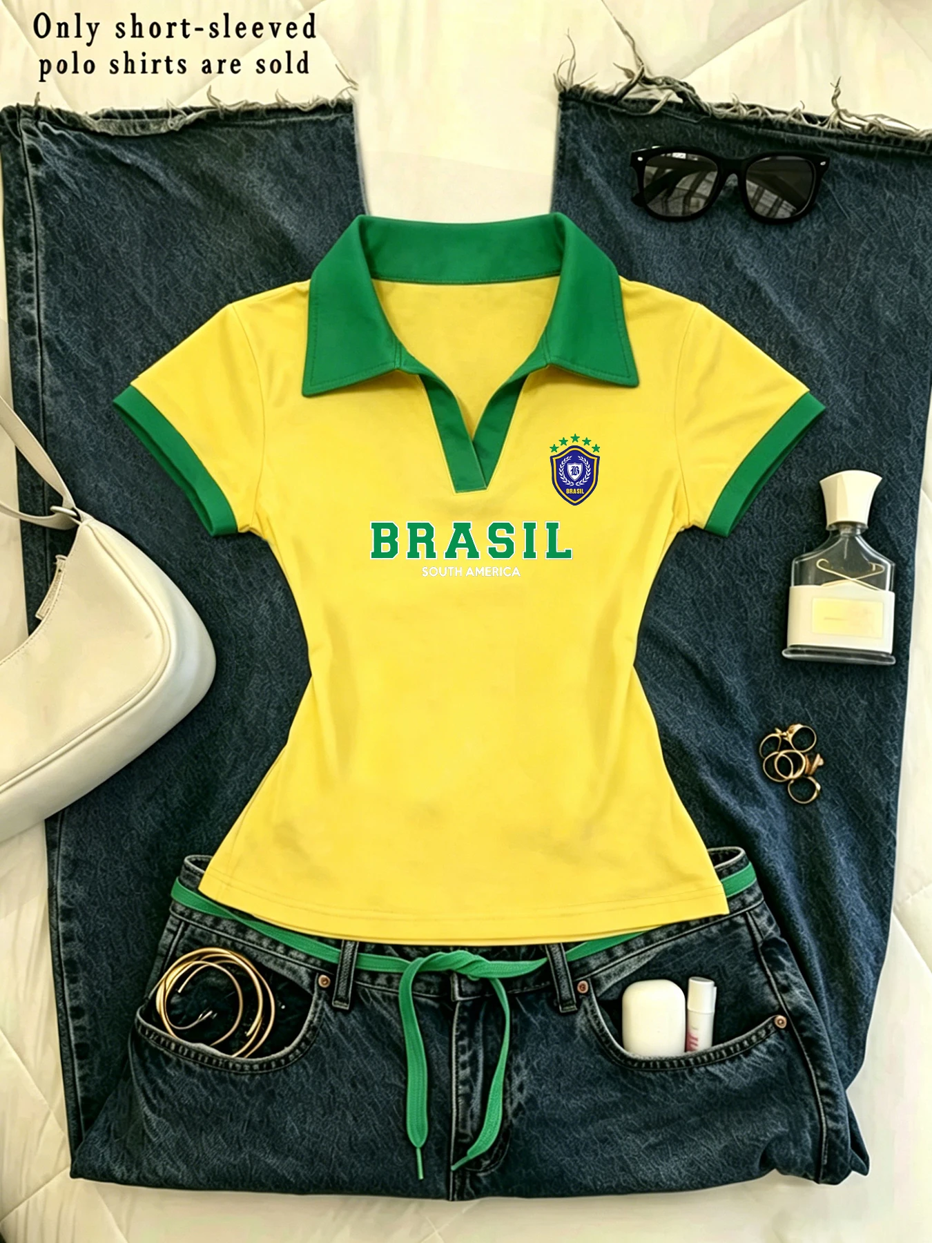 Amazing summer Women's slim polo with small V-neck and short sleeves is easy and fashionable this is what you really need