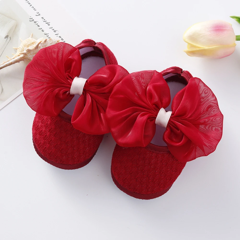 Baywell Baby Girl First Walkers - Cute Bow Design Soft Sole Toddler Shoes Perfect for Baptism  0-12 Months