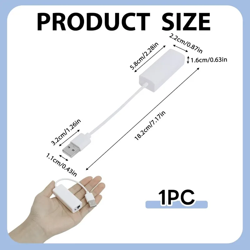 USB 2.0 type-c Ethernet Adapter for Laptops - Compatible with Microsoft Surface, Chromebook, HP, and MacBook for macOS/ChromeOS