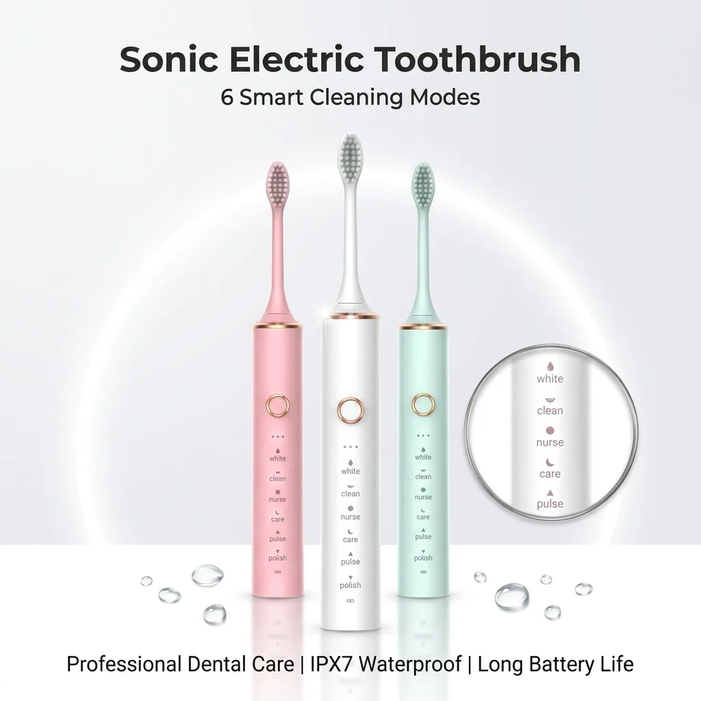 

Sonic Electric Toothbrush for Adults, 18 Cleaning Modes Rechargeable Tooth Brush with DuPont Soft Bristles, IPX7 Waterproof 2 Mi