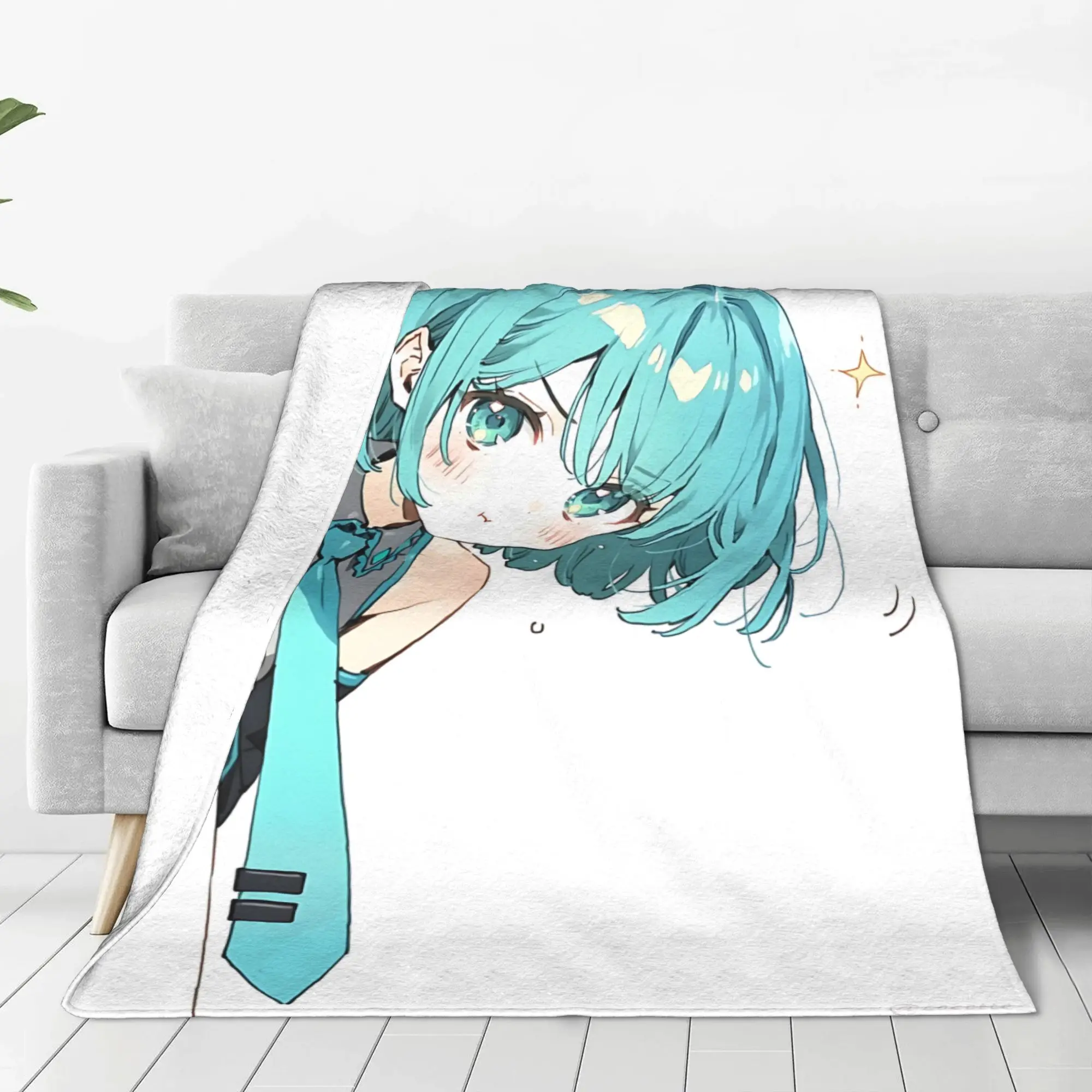 1PC home Cutecore Room Decor Hatsune Miku Blanket Throw Blanket  Novelty Warm Blanket All Season
