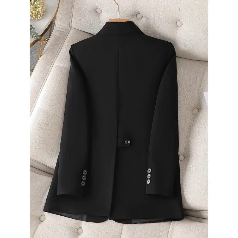 Fashion Women Pink Coffee Black Solid Blazer Female Long Sleeve Single Breasted Straight Jacket Coat Ladies